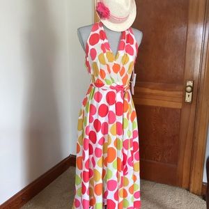 High-low, flowy dress with belt.